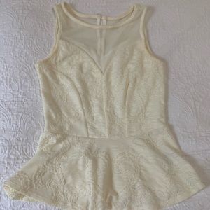 New without tag. Cream sleeveless top with mesh.